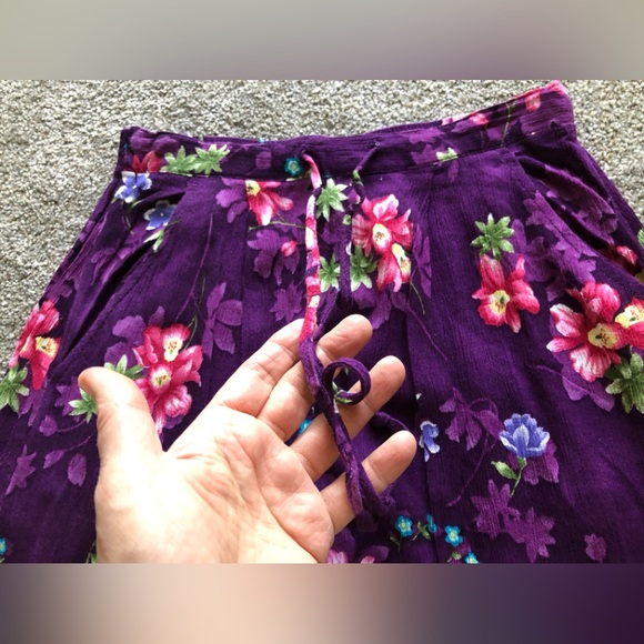 Jaclyn Smith Hawaiian Floral Skirt size S Midi Tie Elastic Waist wrinkle fabric - Picture 3 of 15